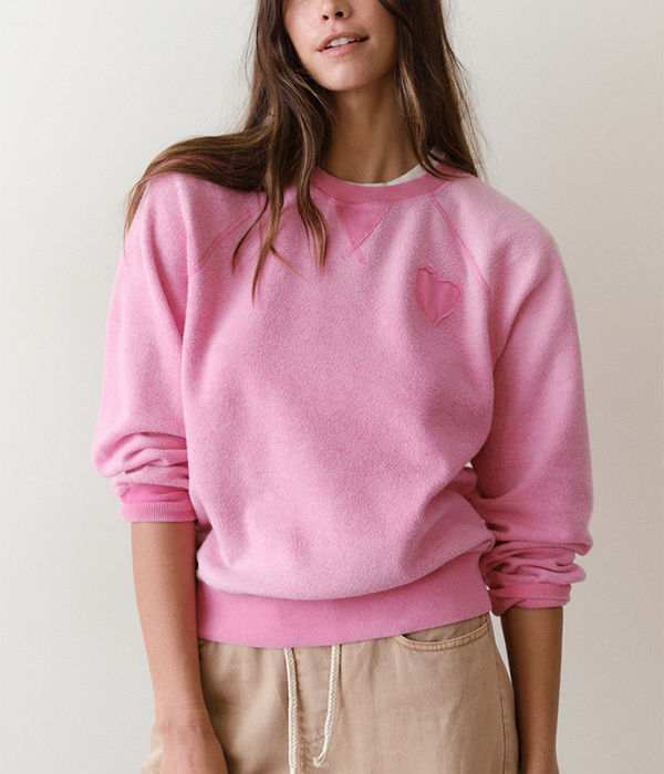Womens Cloud 9 Fleece Reversible Crewneck in Fuscia