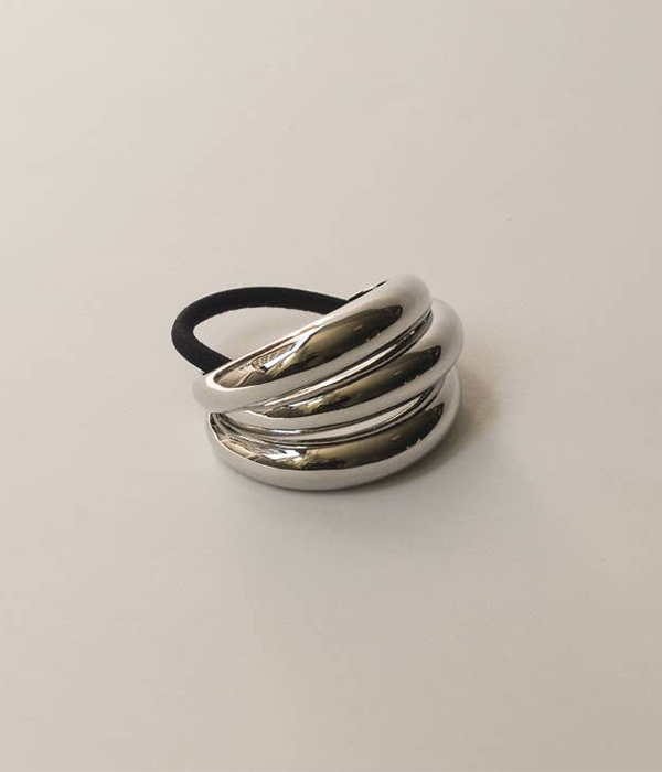 Sculptural Triple Arch Metal Ponytail Hair Tie | Silver