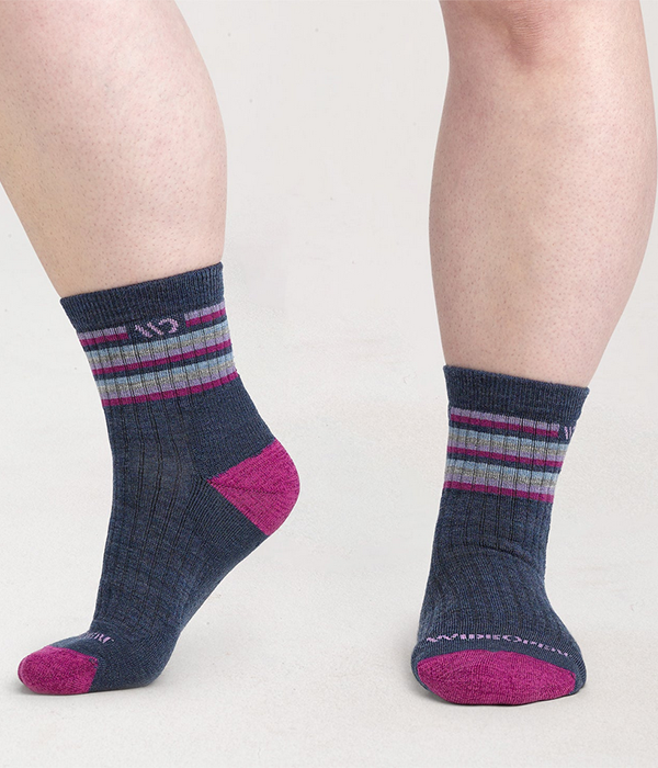 Womens Multi Stripe Midweight Micro Crew Sock