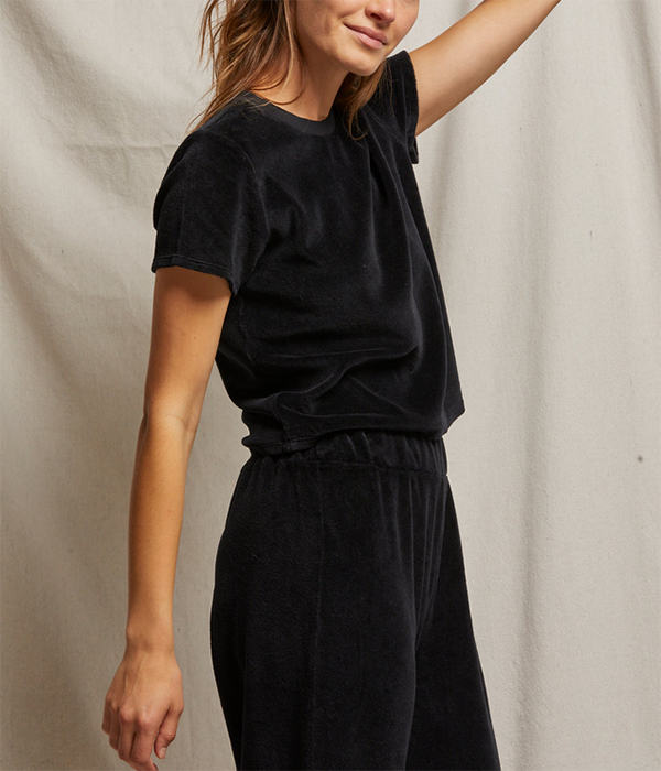 Womens Clara Velour Crew Neck Tee