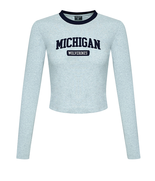 Womens Michigan Long Sleeve Baby Tee