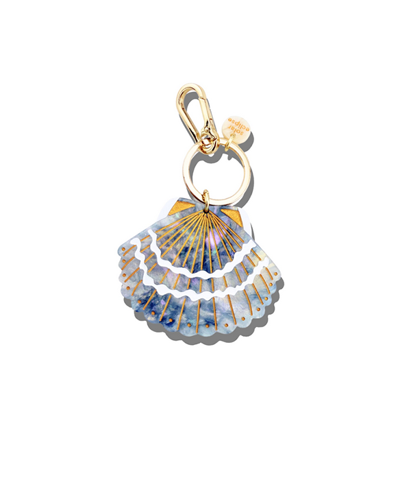 Hand Painted Seashell Bag Charm + Keychain | Eco-Friendly