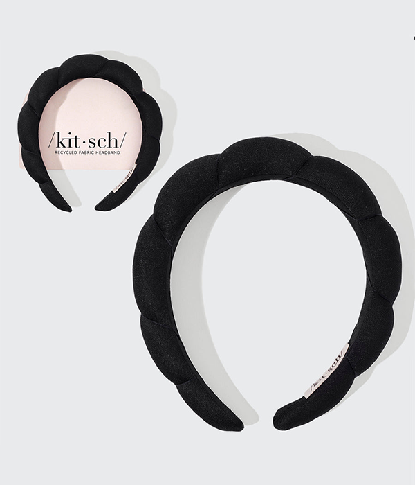 Recycled Fabric Puffy Headband 1pc- Black
