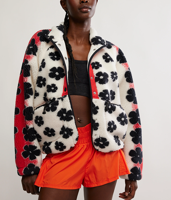 FREE PEOPLE MOVEMENT Womens Hit The Slopes Printed Fleece Jacket