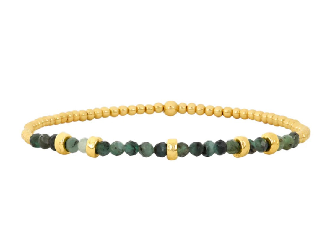 Womens May Emerald and Rondelle Bracelet - 6.25