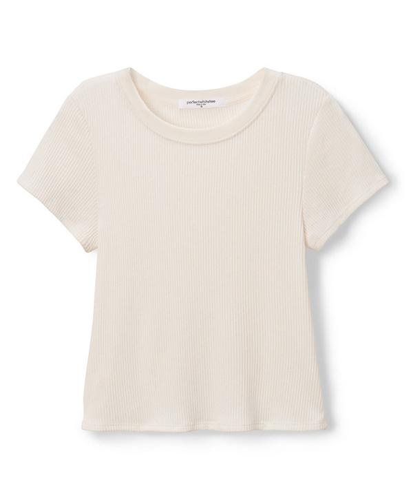 Womens Gabby 2x1 Sweater Rib Shortsleeve Crewneck