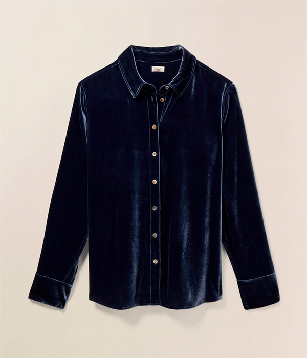 Stretch Silk Velvet Genevieve Shirt