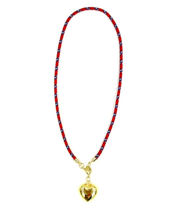 Womens Ashley Gold Stainless Steel Gold Plated Heart Puff Cord Necklace