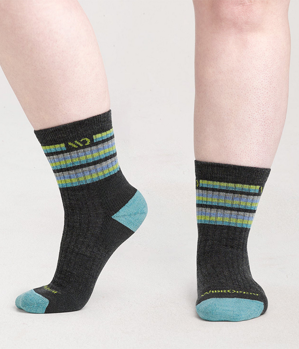 Womens Multi Stripe Midweight Micro Crew Sock