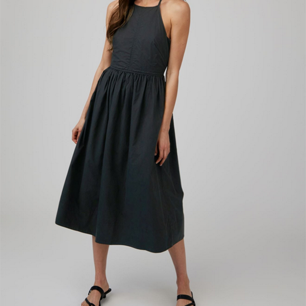 bella dahl open back halter dress Womens Fitted Midi open back