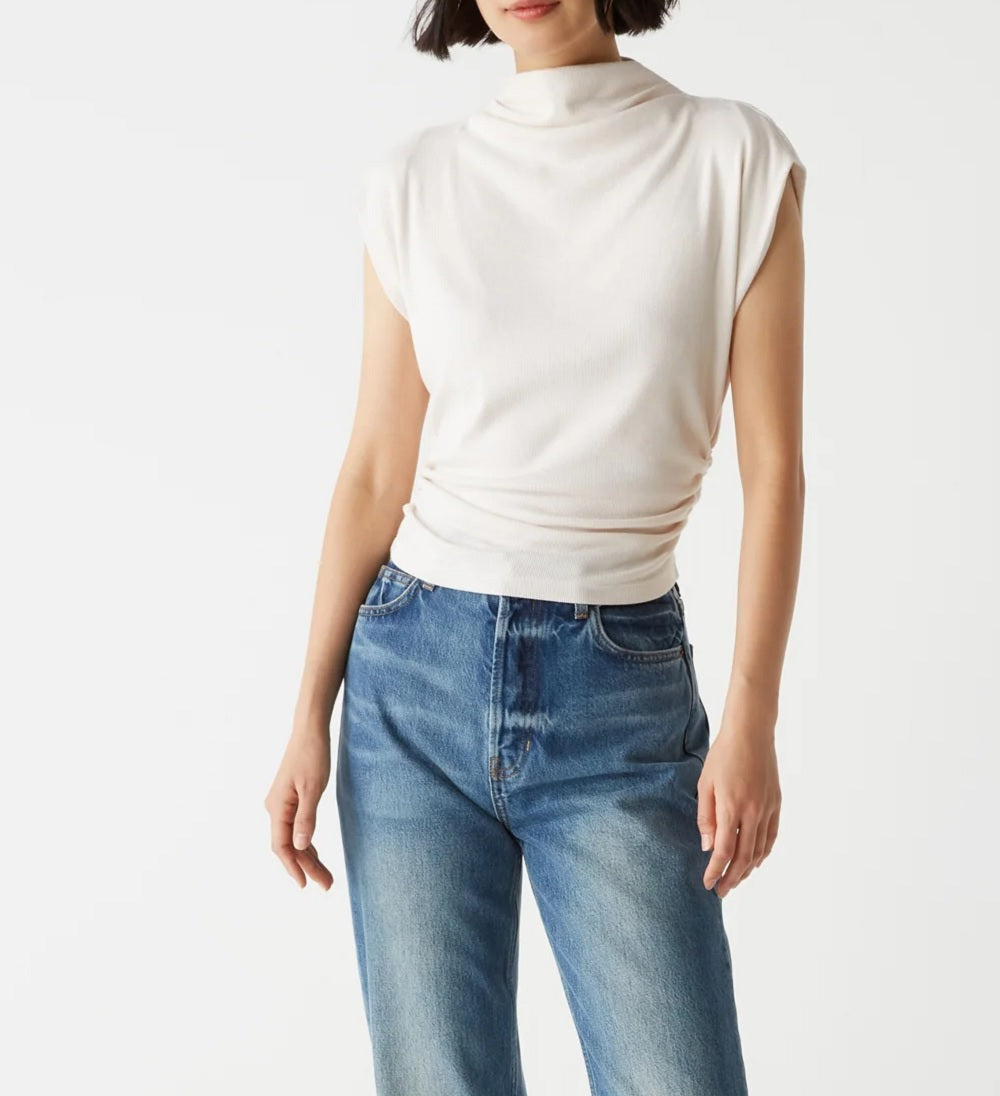 Womens Amara Mock Neck Powershoulder Top