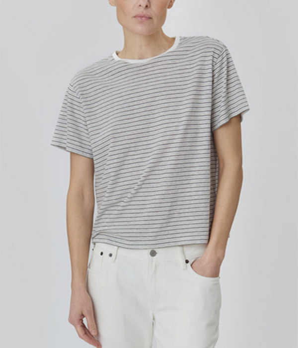 Womens Stripe Tee in Grey