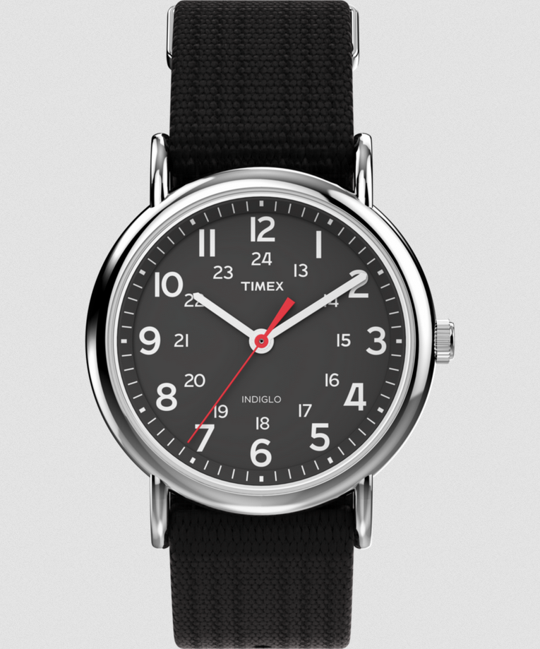 Weekender 38mm Nylon Strap Watch - Black Dial Black Strap