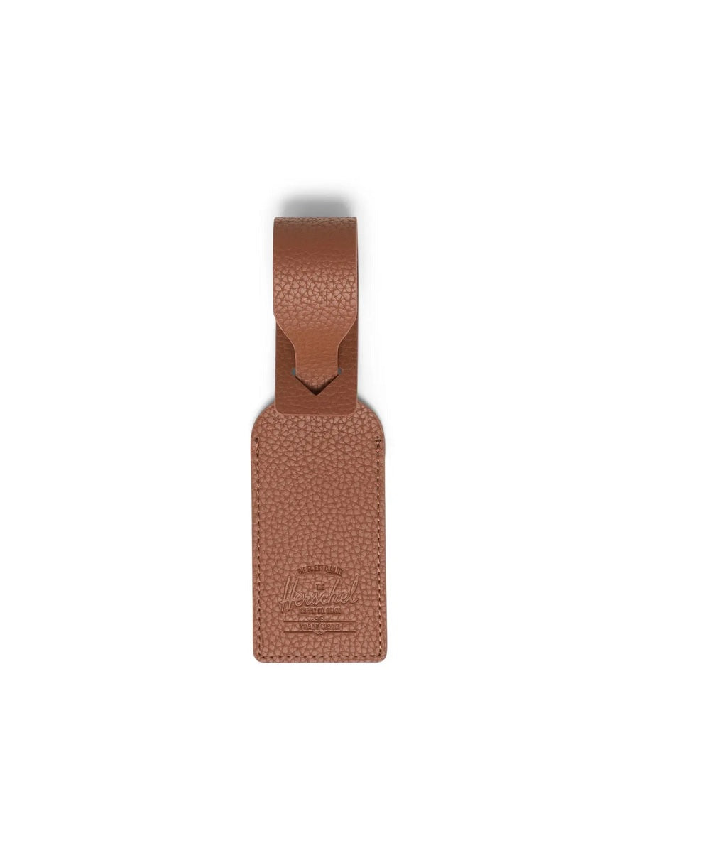 Luggage Tag Vegan Leather in Saddle Brown