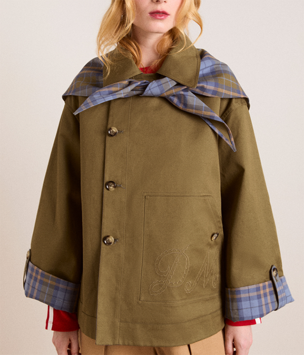 Womens Jerry Crop Trench Coat - Olive