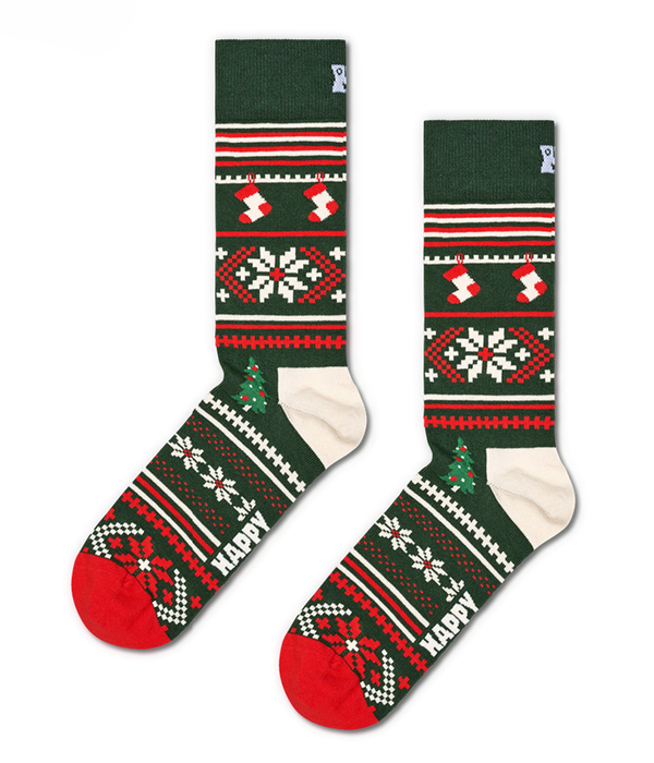 Mens Christmas Sweater Sock in Dark Green