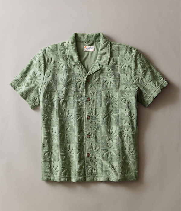 Mens Towel Terry Resort Shirt in Sea Spray