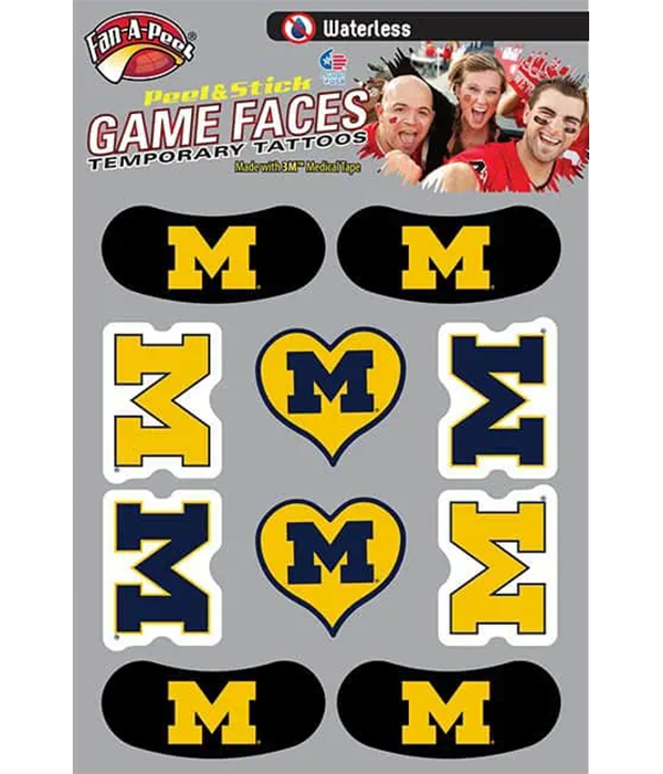 Michigan Game Faces Temporary Tattoos A