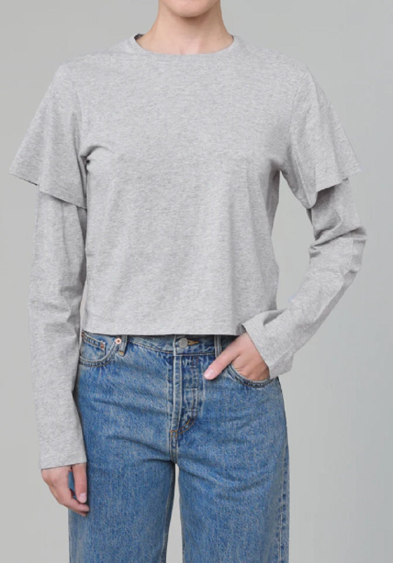 Womens  2Tee Sweatshirt in Heather Grey