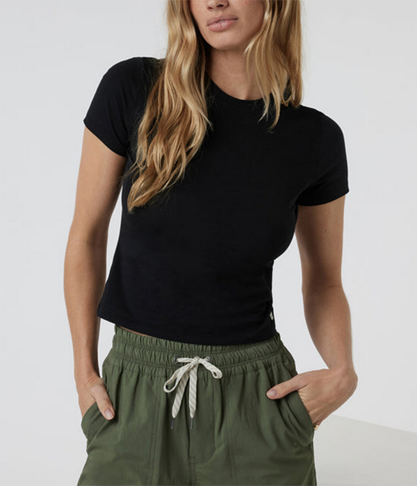 Womens S/S Feather Baby Tee