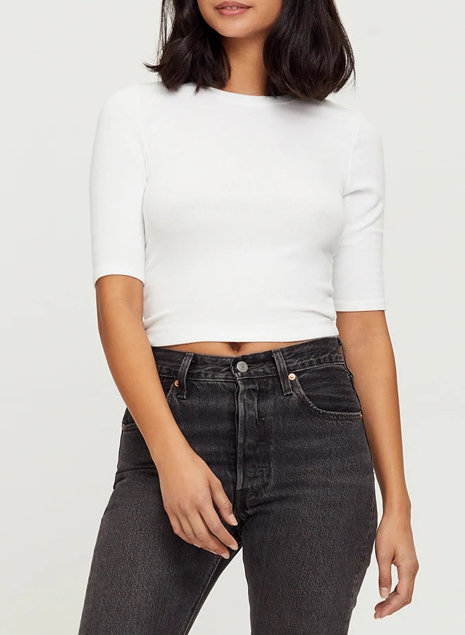 Womens Maeve Elbow Sleeve Crew Neck Crop