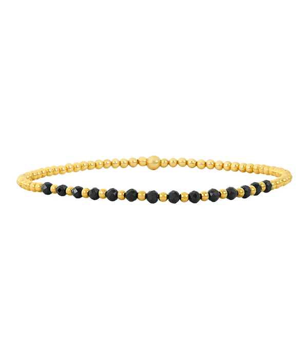 2MM Signature Bracelet with Black Spinel Gold Pattern - 6.25 / Yellow Gol