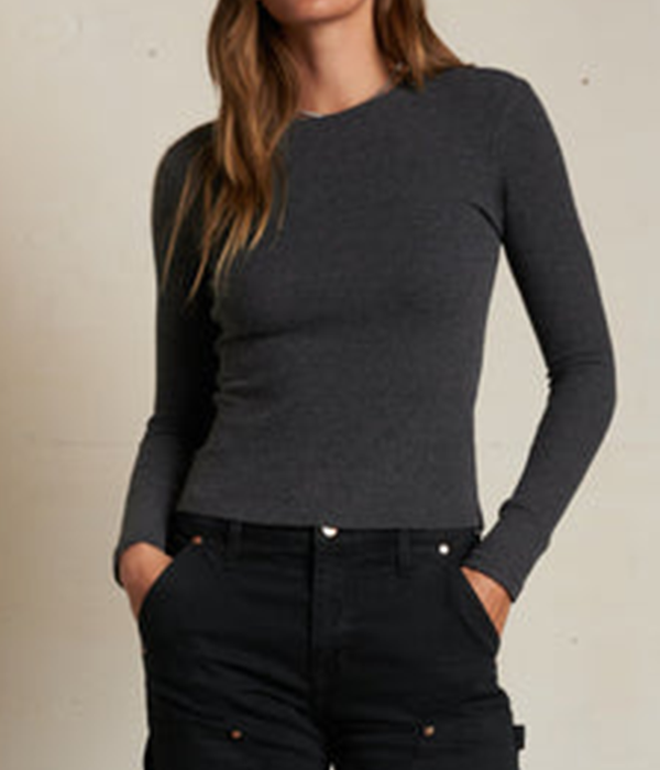 Womens Jolie Sweater Rib Long Sleeve Crewneck