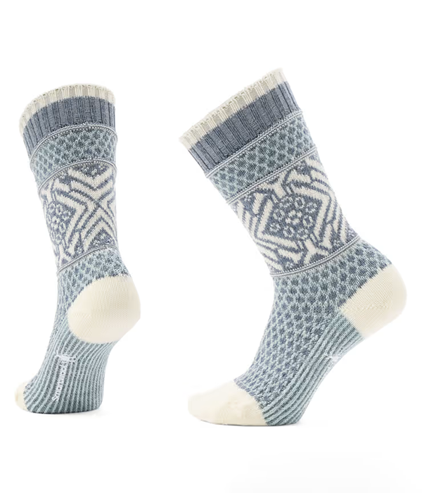 Womens Everyday Popcorn Snowflake Pattern Crew Socks