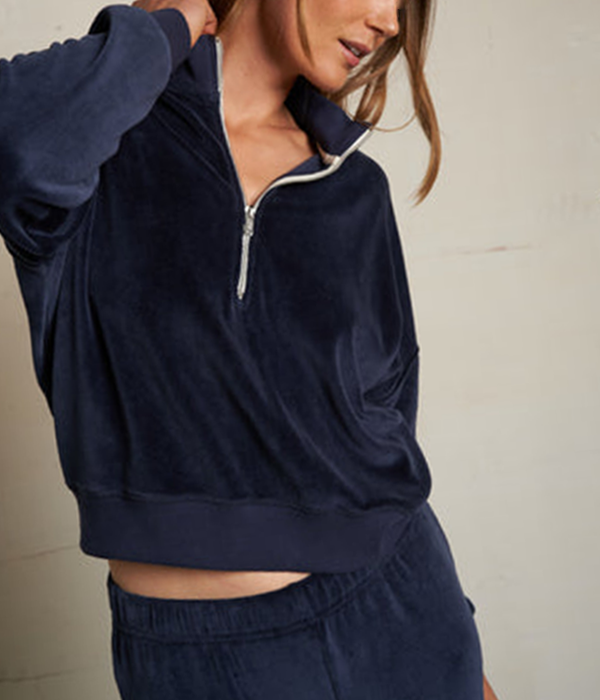 Womens Kiva Velour 3/4 Zip Sweatshirt