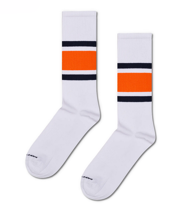 Mens Simple Stripe Sneaker Sock in White A