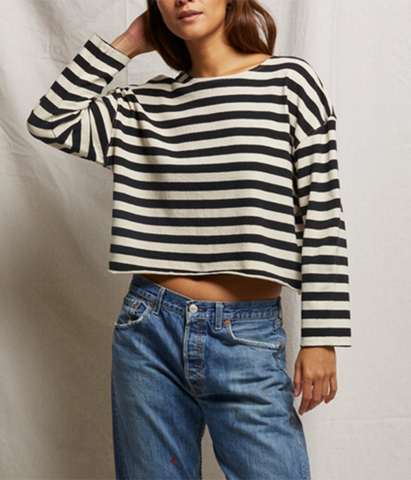 Womens Taylor Recycled Cotton Striped Long Sleeve Tee
