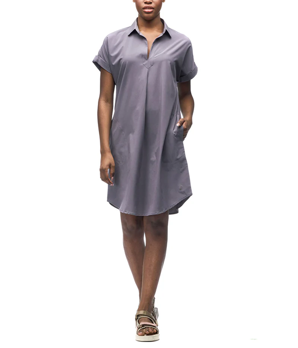 Womens Frivol Knee Length Short Sleeve Shirt Dress