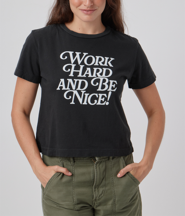 Womens Work Hard Be Nice - Everyday Tee in Vintage Black
