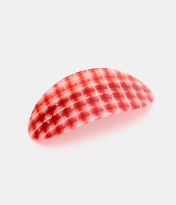 Oval Barrette in Red Plaid