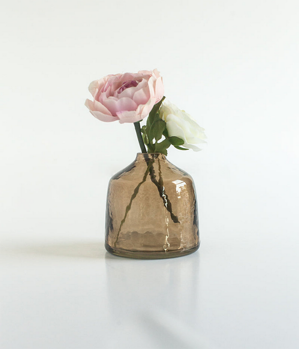 Bella Handblown Hammered Glass Bud Vase in Smoke