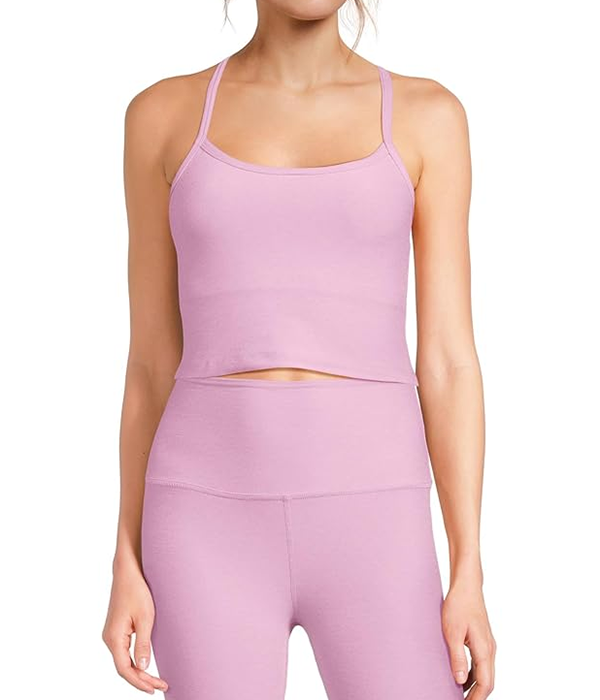 Womens Spacedye Slim Racerback Cropped Tank