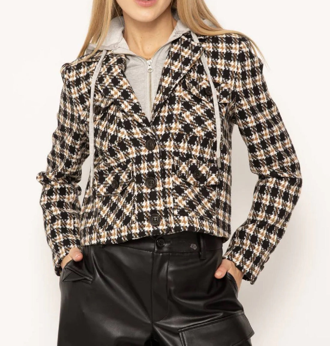 Womens Lincoln Crop Plaid Dickie Blazer