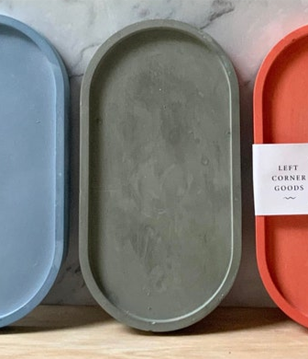 Concrete Oval Candle Tray