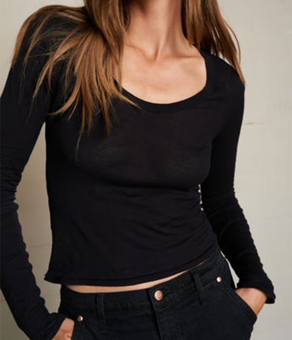 Womens Angie Light French Jersey Scoope Neck Long Sleeve