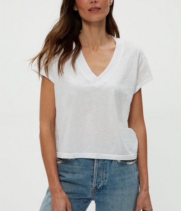 Womens Harlan Cropped V-Neck Tee