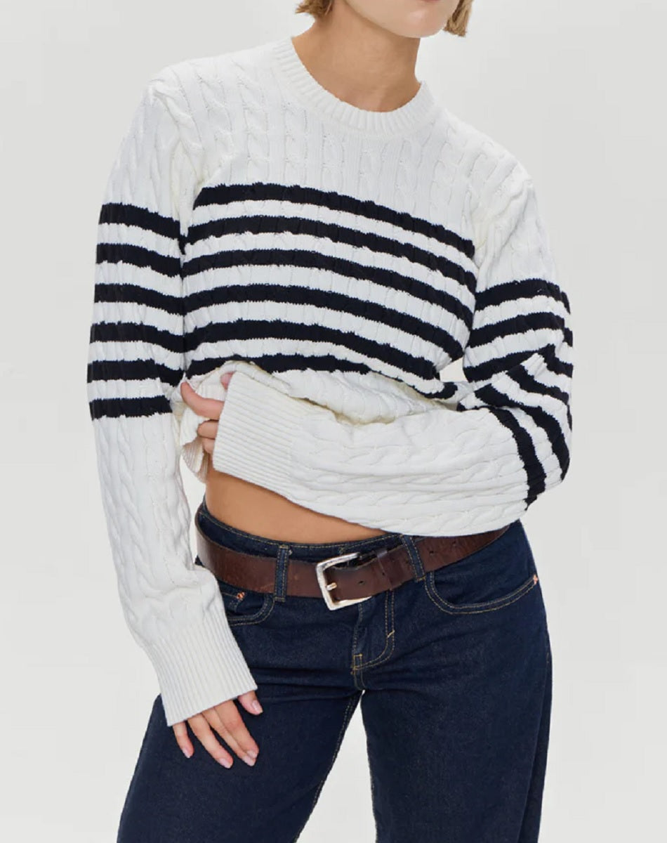 Womens Varsity Cable Knit Sweater